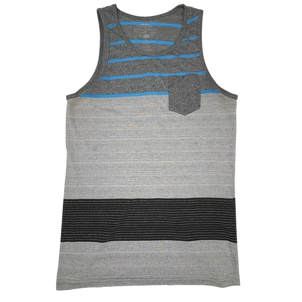 Men's Gray and‎ Black Striped Tank Top